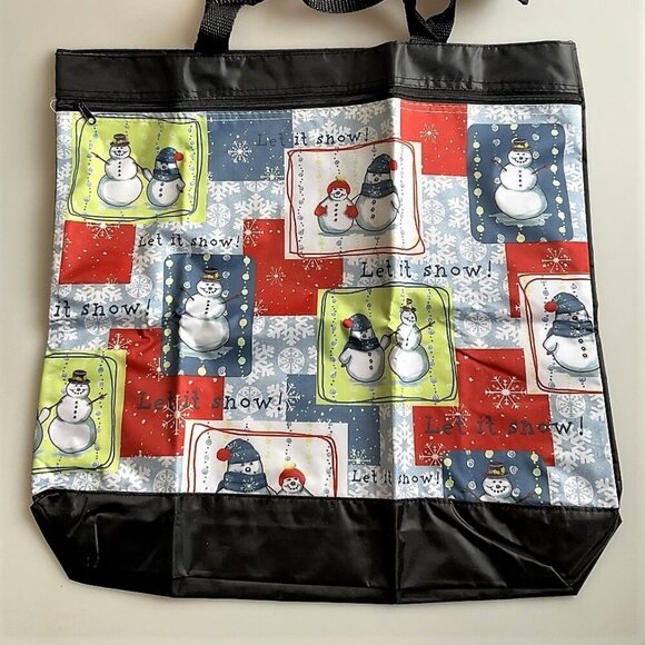 NEW SNOWMAN “LET IT SNOW” HOLIDAY TOTE BAG CHRISTMAS - Picture 2 of 6